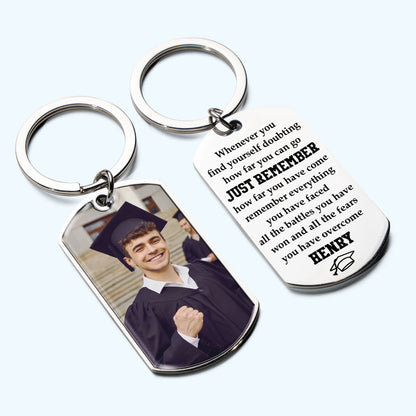 Remember How Far You Have Come - Personalized Stainless Steel Photo Keychain