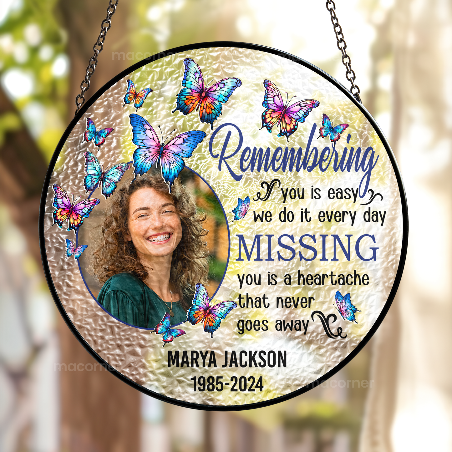 Remembering You - Personalized Photo Stained Glass Window Hanging Suncatcher