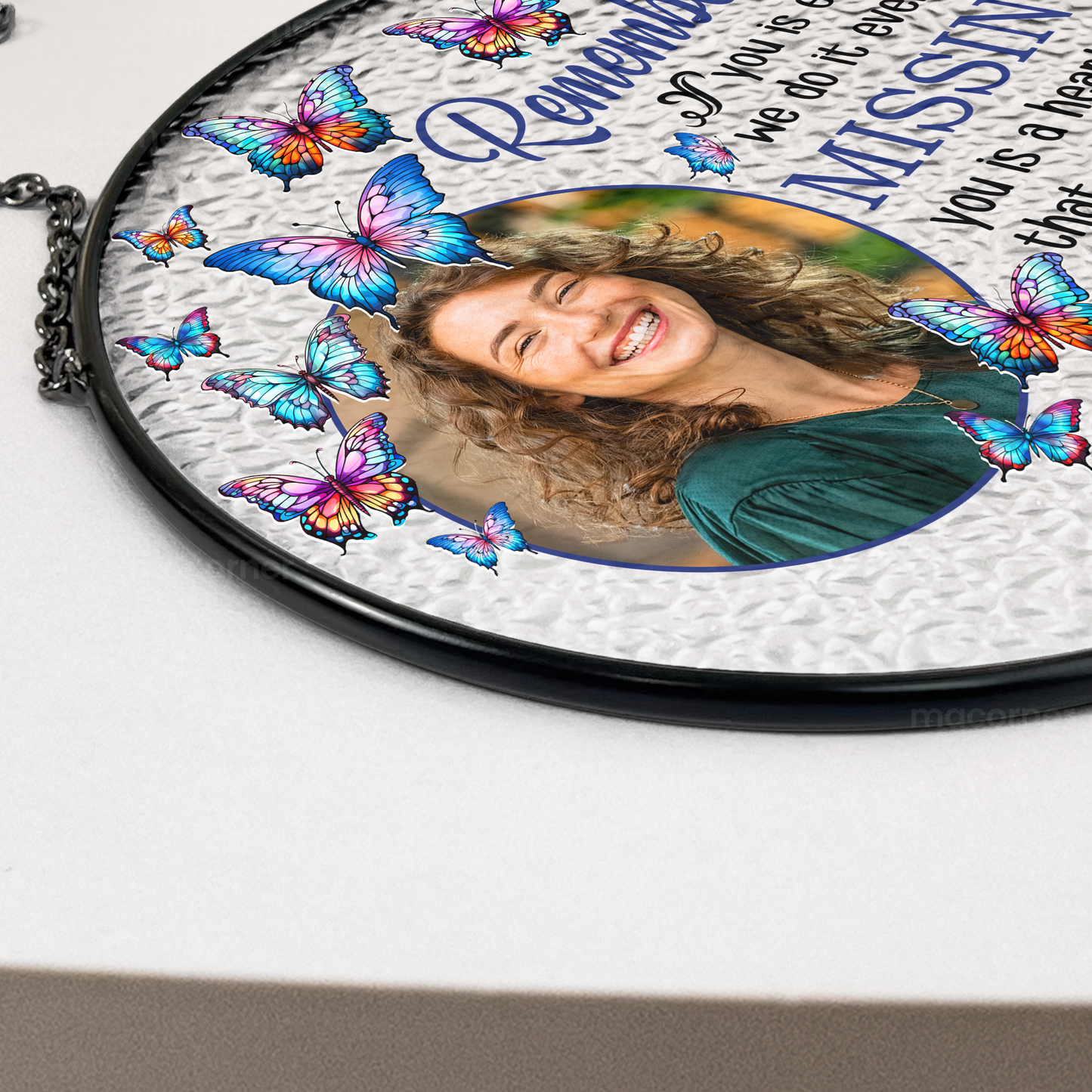 Remembering You - Personalized Photo Stained Glass Window Hanging Suncatcher