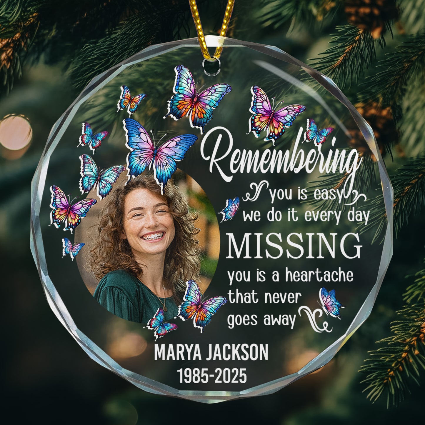 Remembering You - Personalized Glass Photo Ornament