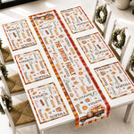 Repeating Names Autumn Leaves Pumpkin Pattern Decor - Personalized Table Runner Set