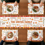 Repeating Names Autumn Leaves Pumpkin Pattern Decor - Personalized Table Runner Set