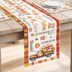 Repeating Names Autumn Leaves Pumpkin Pattern Decor - Personalized Table Runner Set