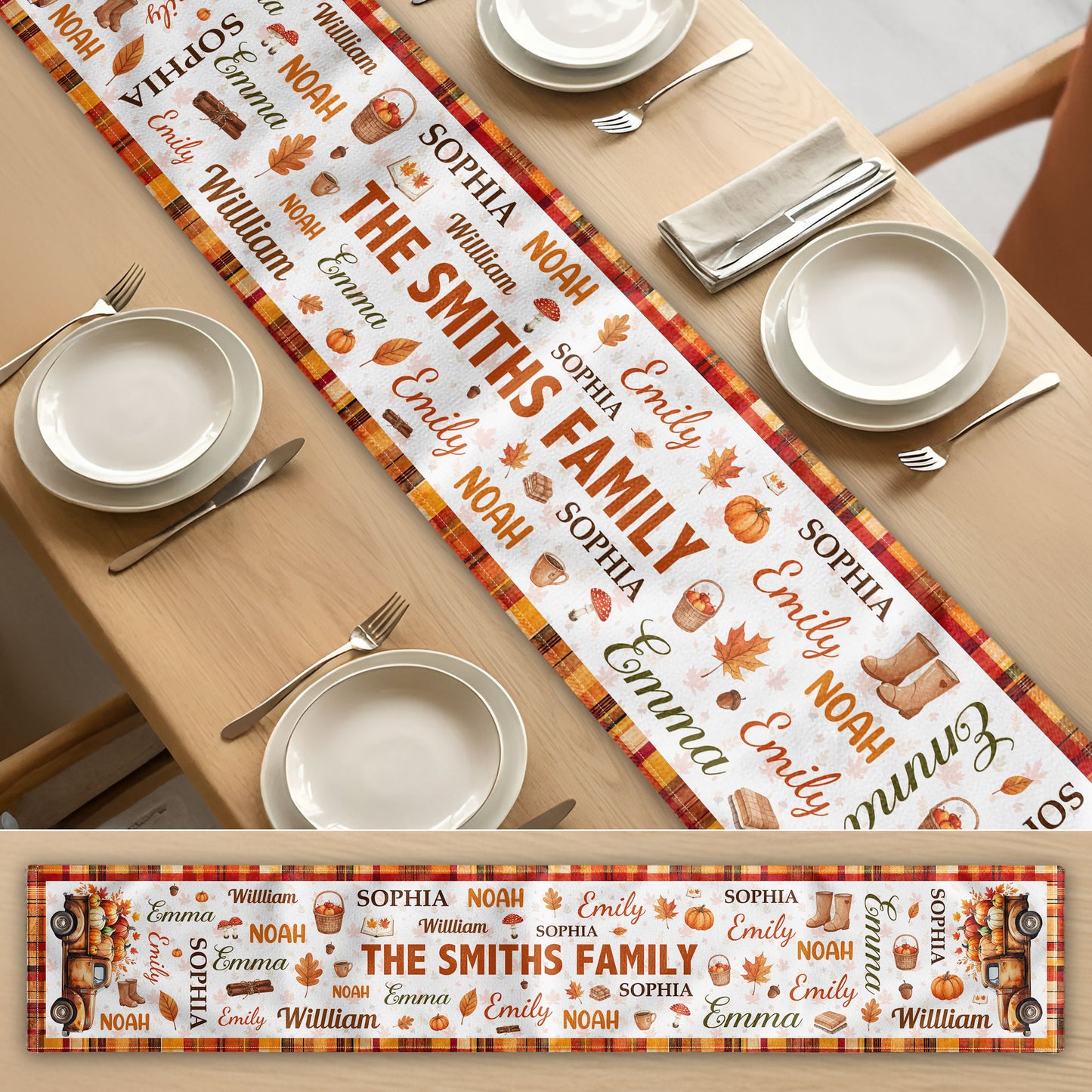 Repeating-Names-Autumn-Leaves-Pumpkin-Pattern-Decor-Personalized-Table-Runner-4