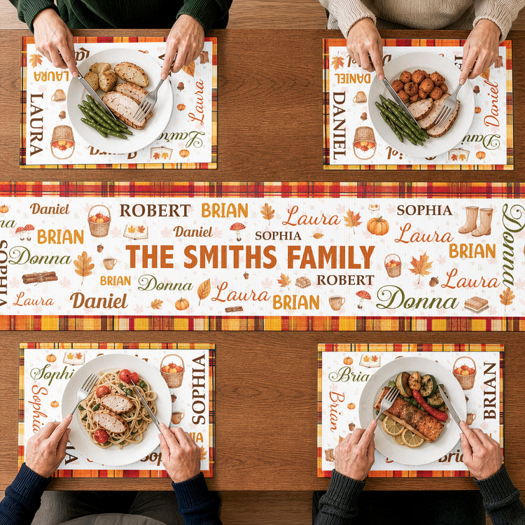 Repeating-Names-Autumn-Leaves-Pumpkin-Pattern-Decor-Personalized-Table-Runner-Set-2