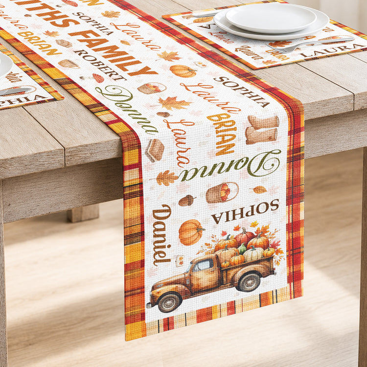 Repeating-Names-Autumn-Leaves-Pumpkin-Pattern-Decor-Personalized-Table-Runner-Set-4