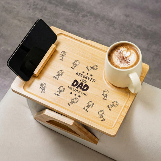 Father's Day Gifts, Reserved For Dad - Personalized Wooden Couch Arm Table