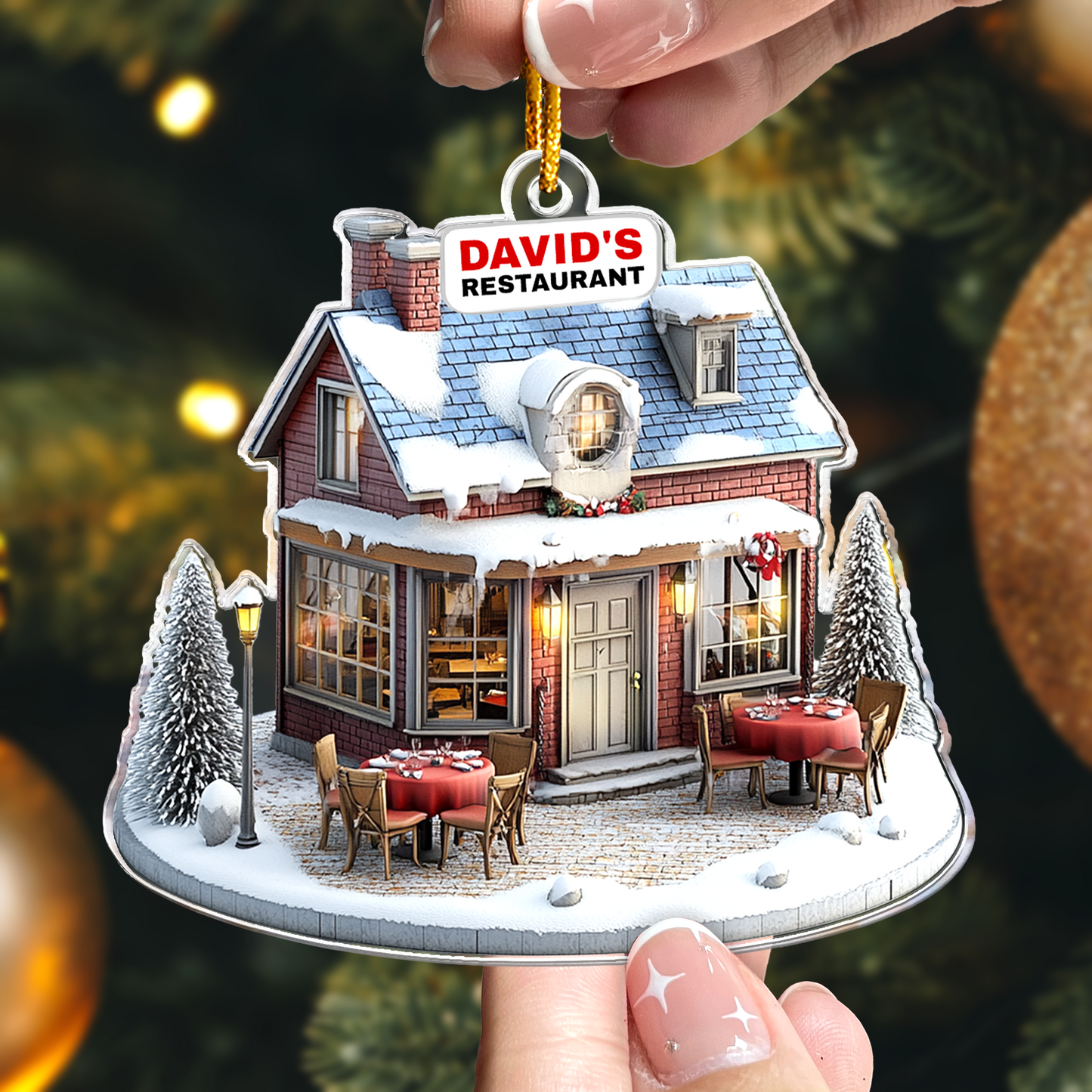 Restaurant Ornament - Classic Restaurant Christmas Ornament - Personalized Acrylic Ornament