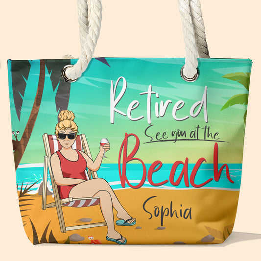 Retired See You At The Beach - Personalized Beach Bag