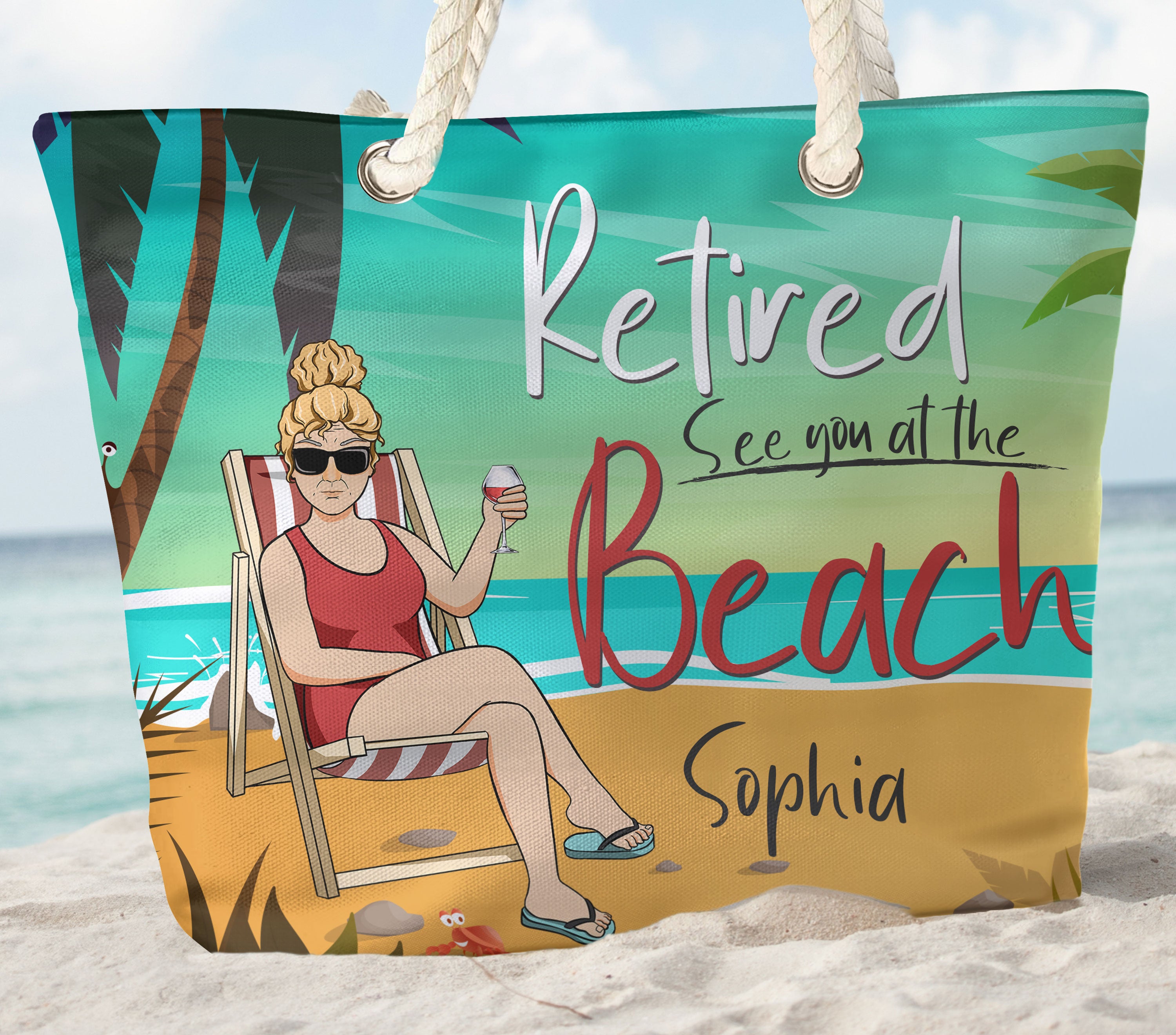 Retired See You At The Beach - Personalized Beach Bag - Macorner
