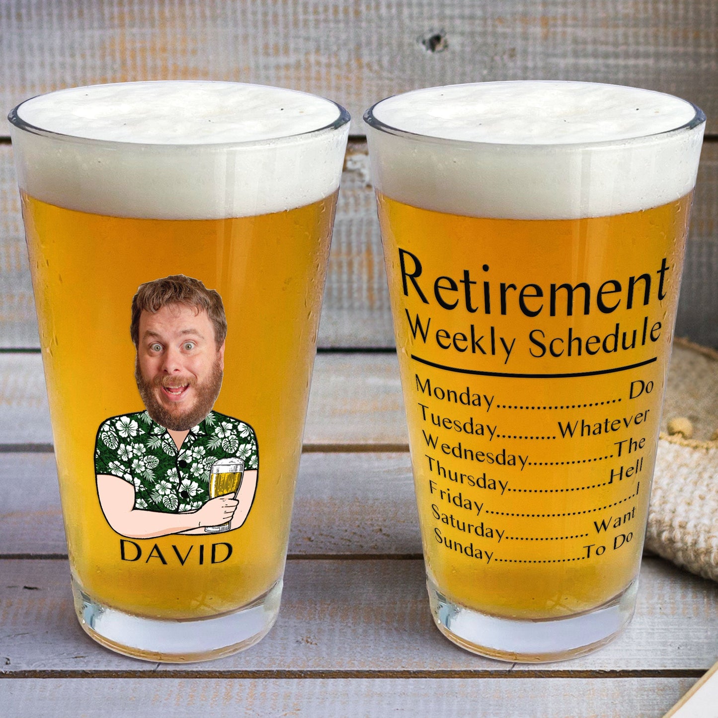 Retirement Weekly Schedule - Personalized Photo Beer Glass