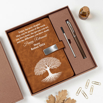 Retirement Thank You Gifts For Him, Her - Coworker Farewell Present - Personalized Notebook Set