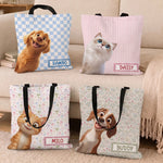 Retro Checkered Floral Bag For Pet Lover - Personalized Tote Bag