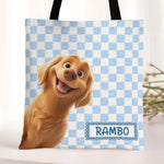 Retro Checkered Floral Bag For Pet Lover - Personalized Tote Bag