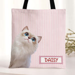 Retro Checkered Floral Bag For Pet Lover - Personalized Tote Bag
