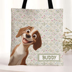 Retro Checkered Floral Bag For Pet Lover - Personalized Tote Bag