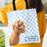 Retro Checkered Floral Bag For Pet Lover - Personalized Tote Bag
