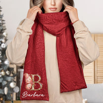 Retro Floral Initial For Her, Daughter, Friends, Mom, Grandma - Personalized Fleece Scarf