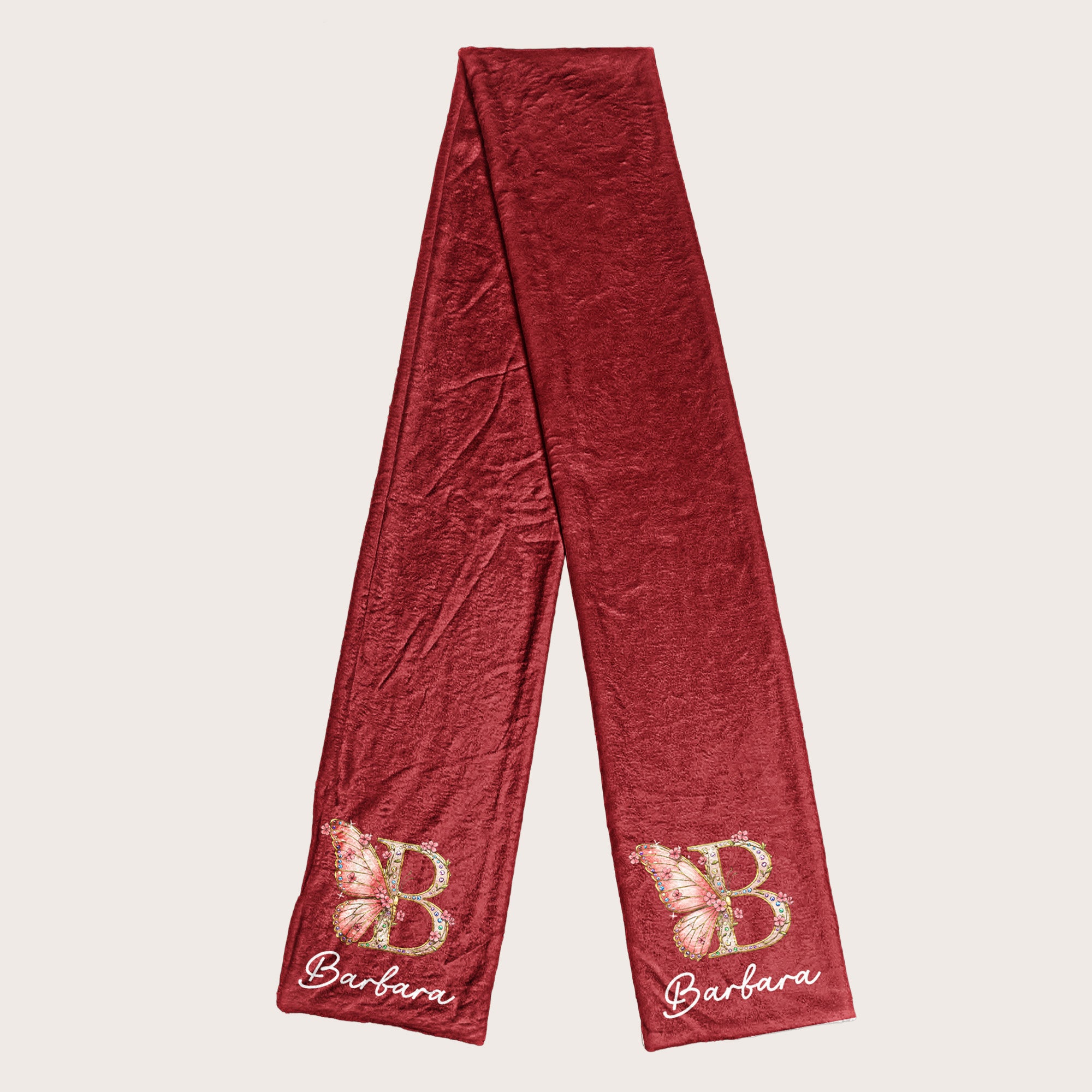 Retro Floral Initial For Her, Daughter, Friends, Mom, Grandma - Personalized Fleece Scarf