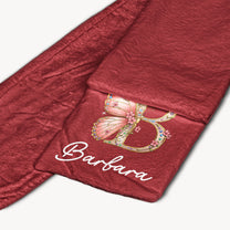 Retro Floral Initial For Her, Daughter, Friends, Mom, Grandma - Personalized Fleece Scarf