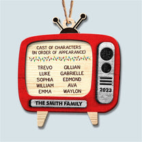 Retro TV Family Christmas Movies Funny - Personalized Wooden Ornament