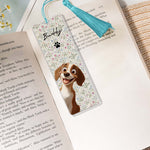 Retro-Checkered-Floral-Stripe-Peeking-Pet,-Reading-Gift-For-Pet-Lover-Custom-Bookmark-5