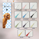 Retro-Checkered-Floral-Stripe-Peeking-Pet,-Reading-Gift-For-Pet-Lover-Custom-Bookmark-7