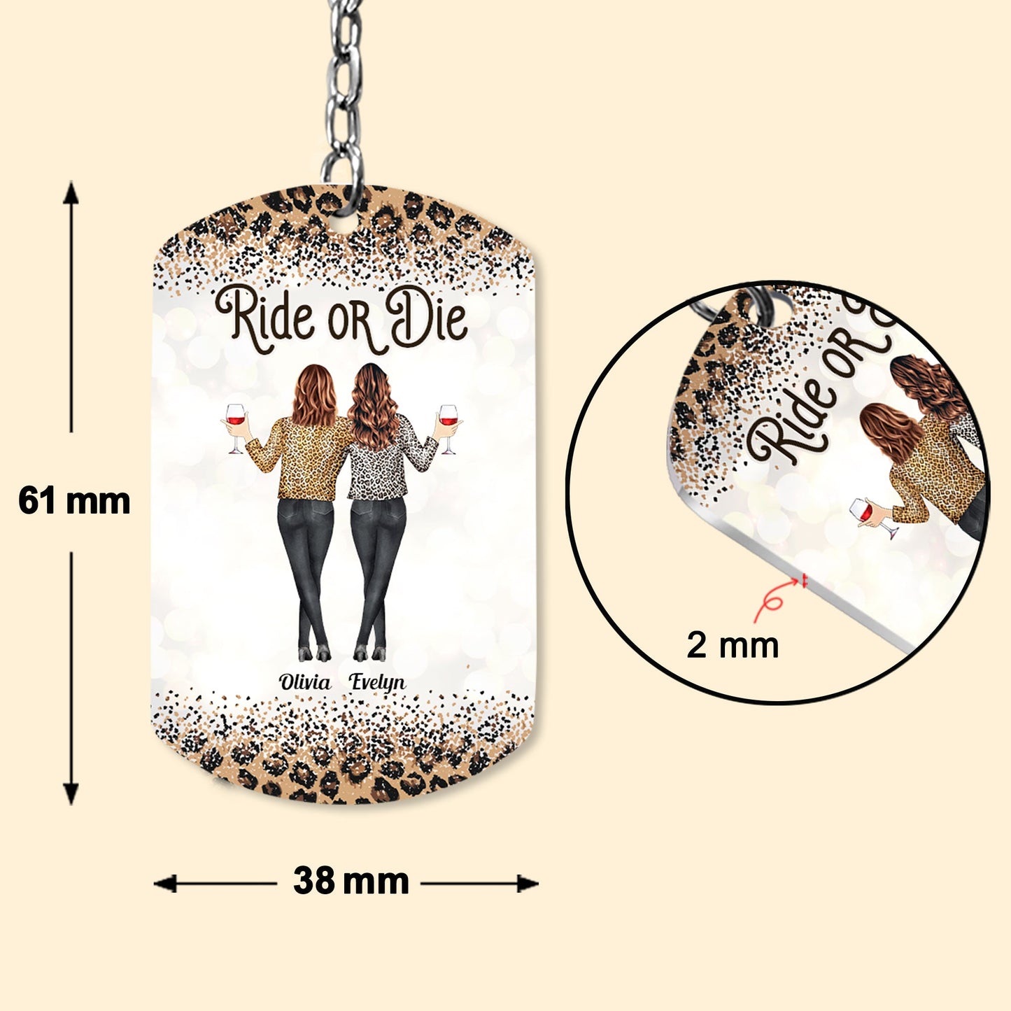 Ride Or Die - Personalized Keychain