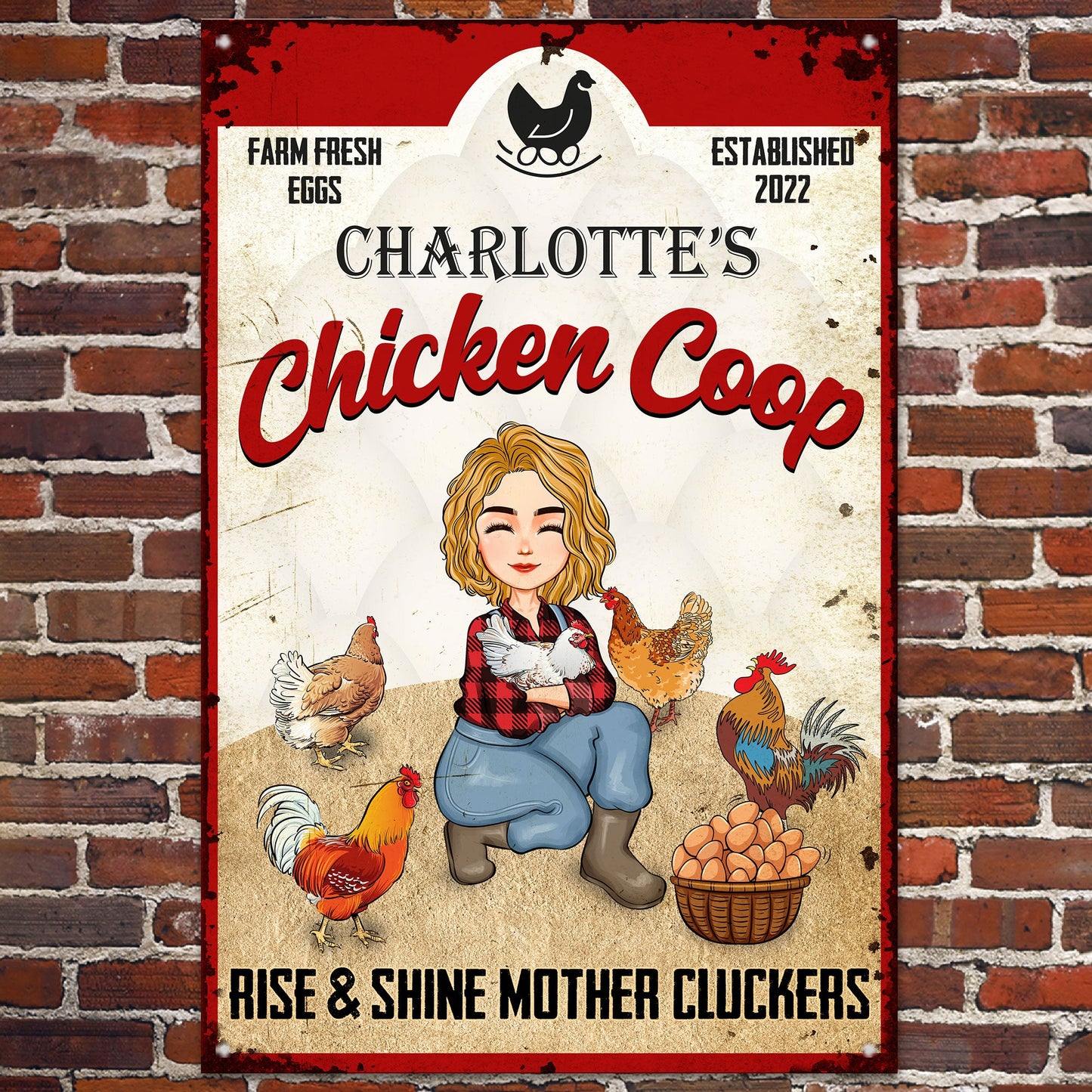 Rise & Shine Mother Cluckers - Personalized Metal Sign