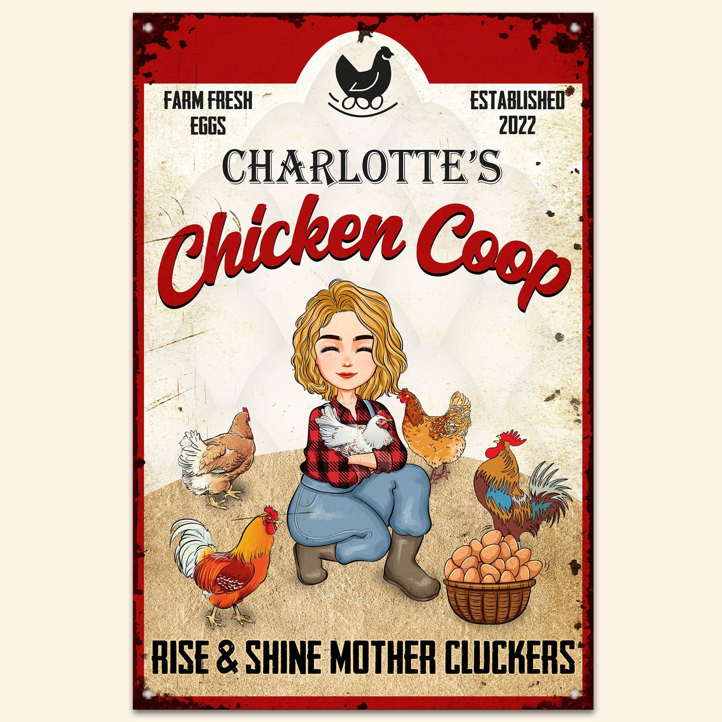 Rise & Shine Mother Cluckers - Personalized Metal Sign