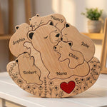 Rolling Mama Bear Family & Kids - Custom Names - Mother's Day Gift - Personalized Wooden Family Puzzle