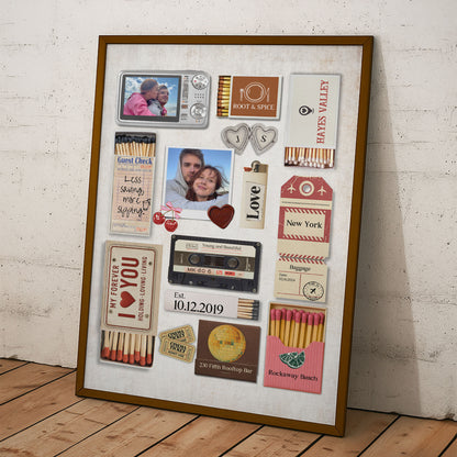 Romantic Couple - Matchbox Art - Personalized Photo Poster