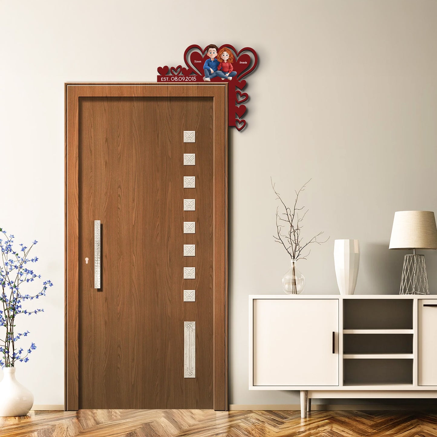 Romantic Love Our Happy Corner Together - Personalized Door Corner Wood Sign