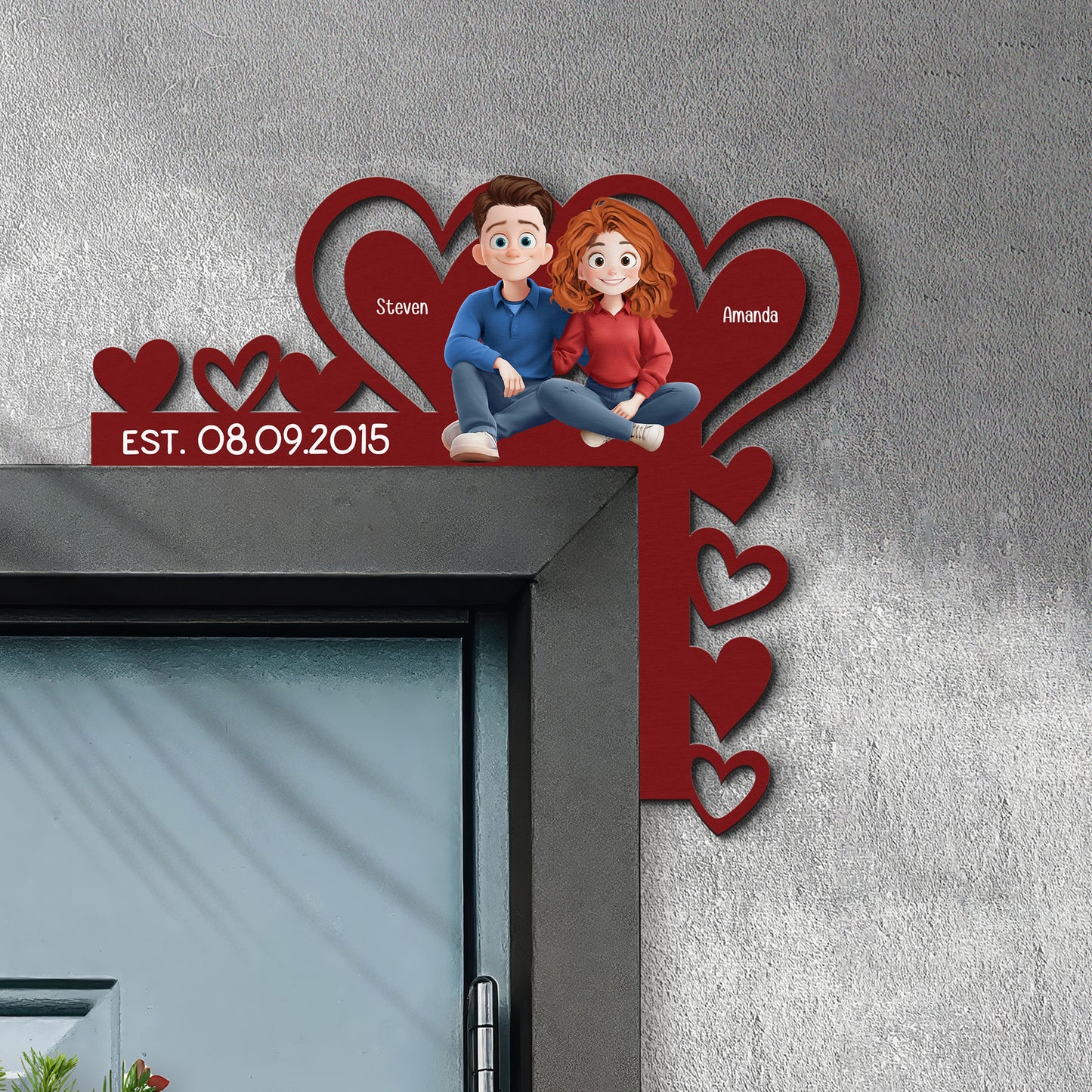 Romantic Love Our Happy Corner Together - Personalized Door Corner Wood Sign