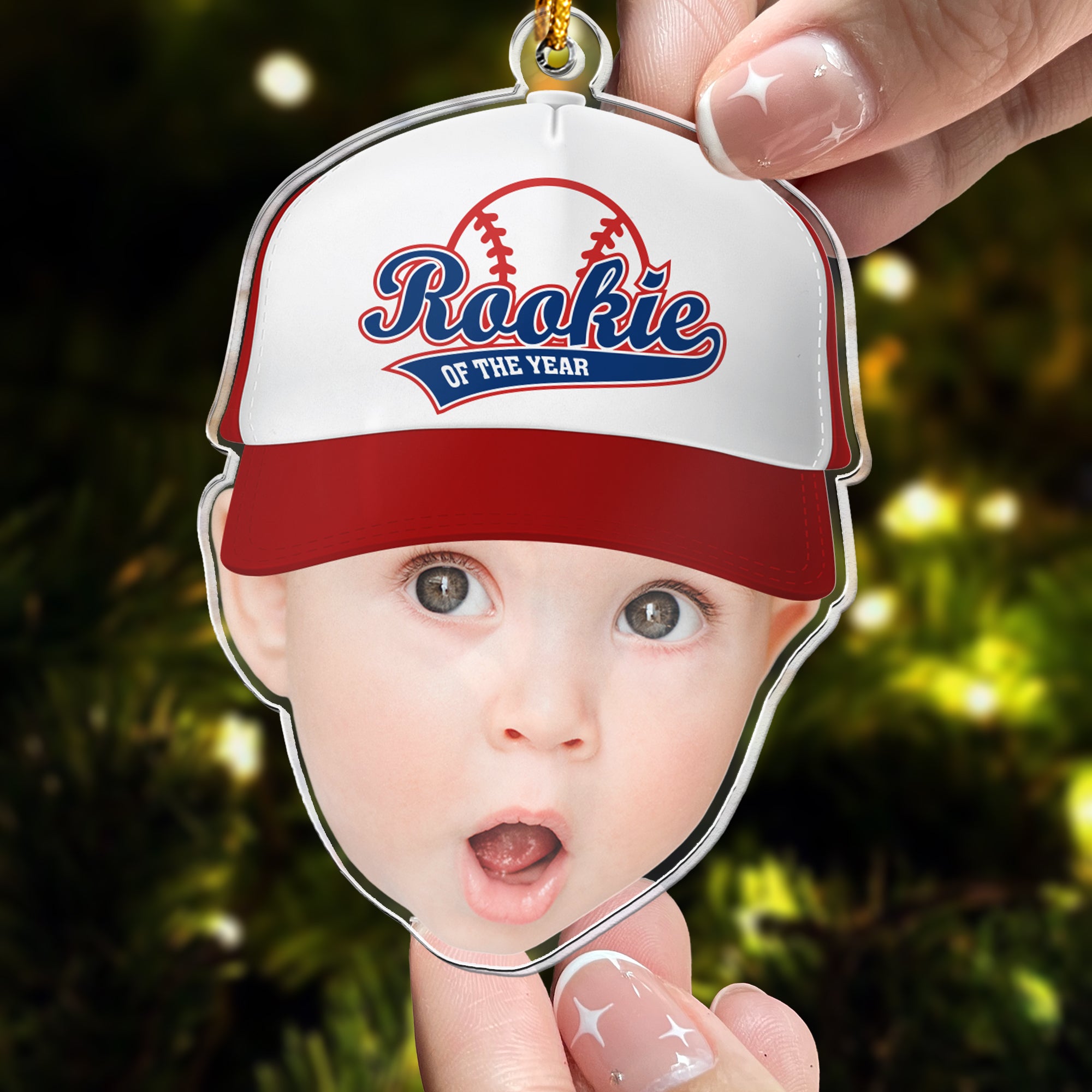 Rookie Of The Year - Baby's First Christmas Gifts - Personalized Acrylic Photo Ornament