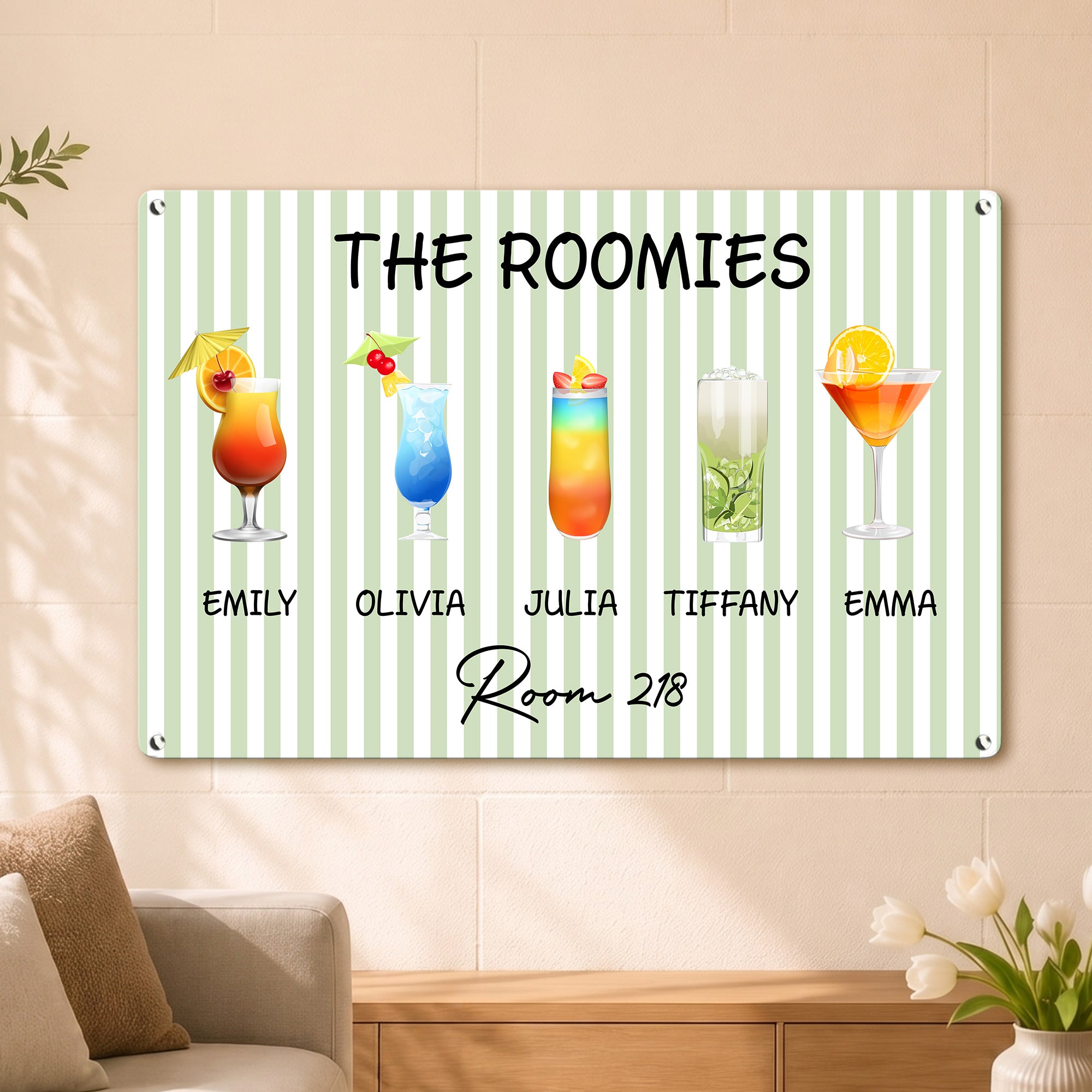 Roommate Drink Trendy College Apartment Dorm - Personalized Metal Sign