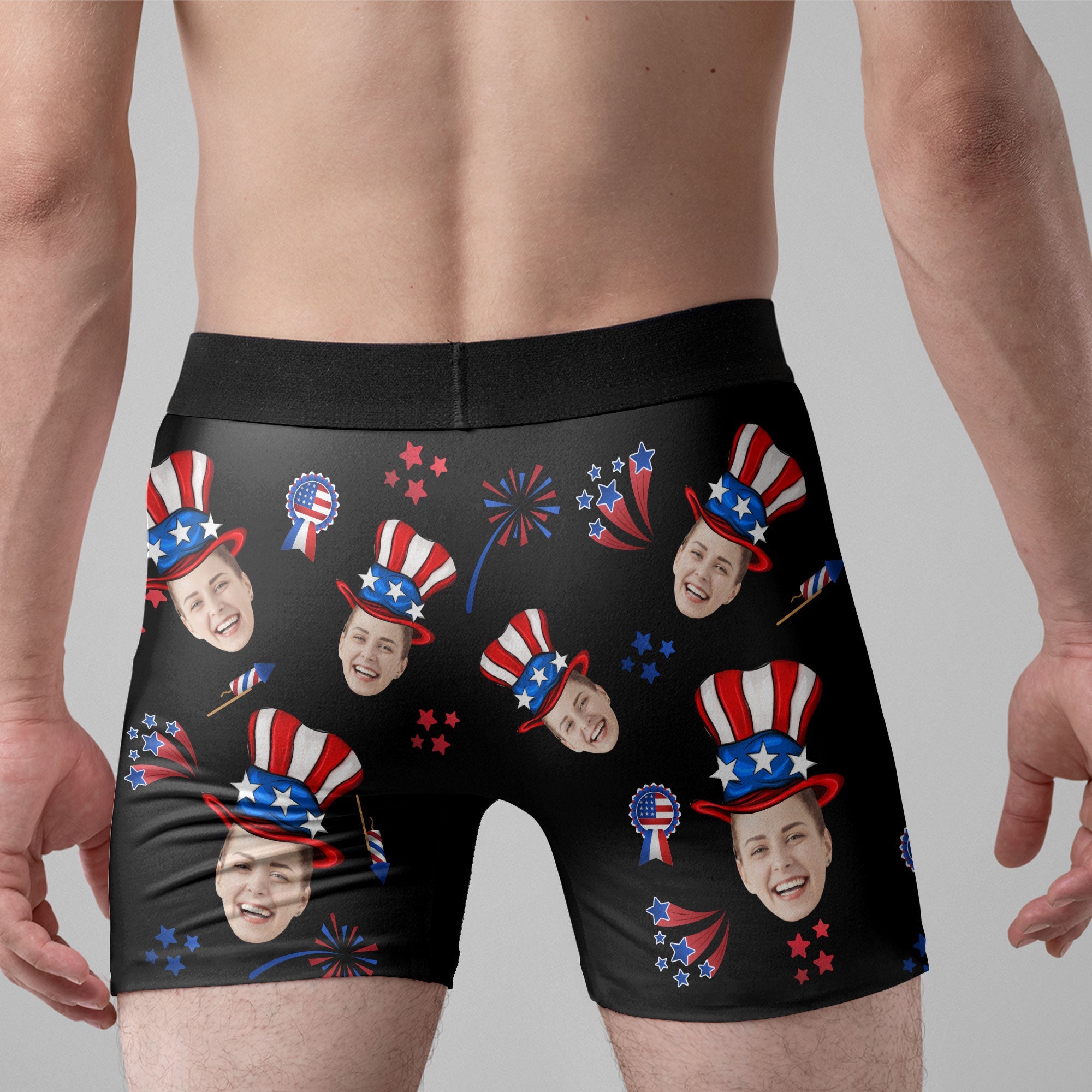 Rub Here To Start Firecracker - Personalized Photo Men's Boxer Briefs