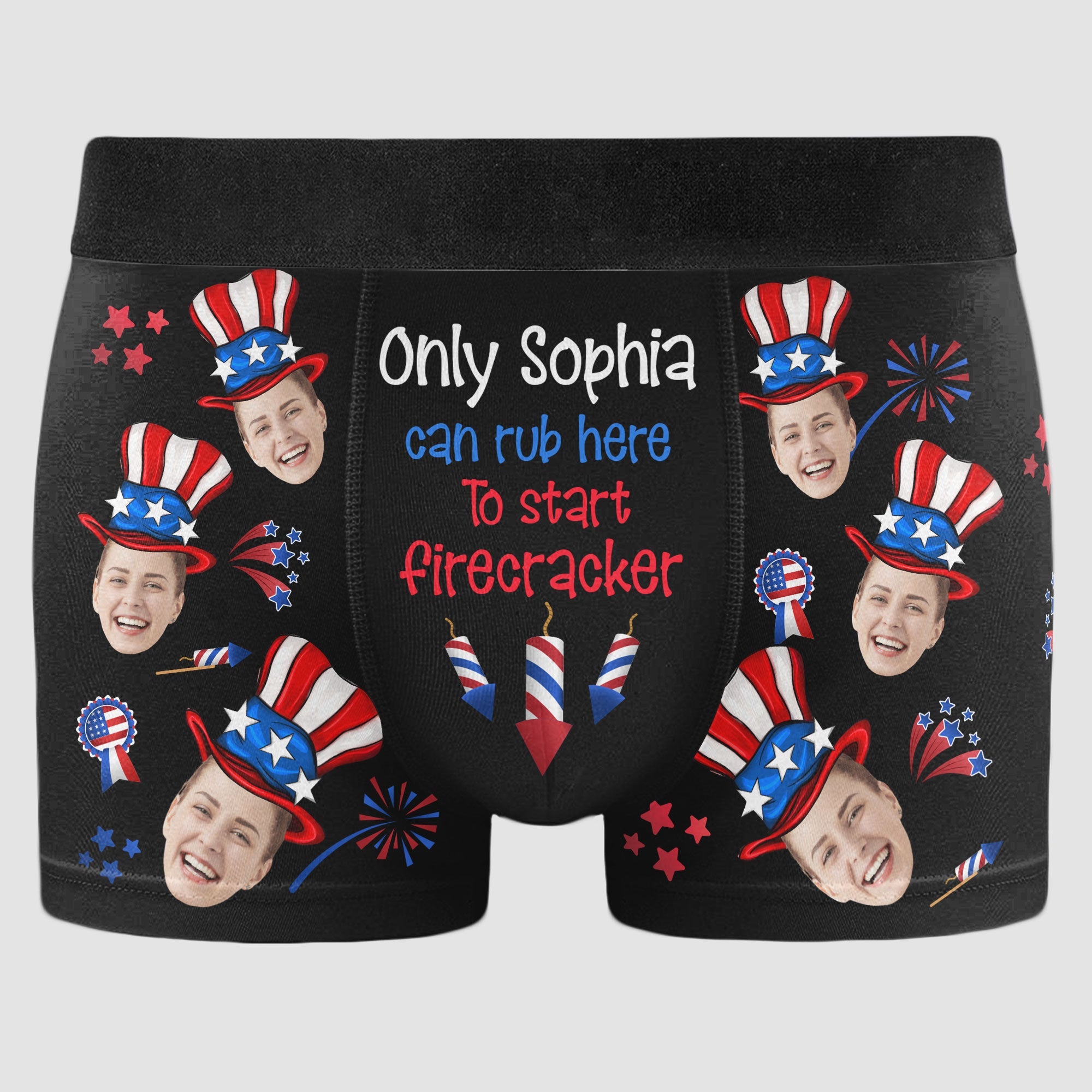 Rub Here To Start Firecracker - Personalized Photo Men's Boxer Briefs