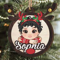 Rudolph Reindeer Custom Kids' Names - Personalized Wooden Ornament