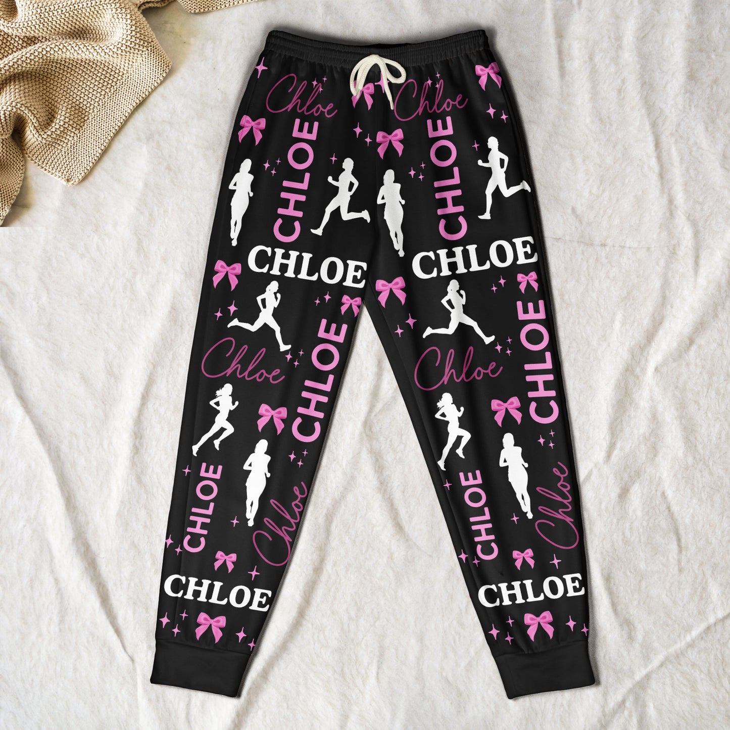 Running Girl Custom Name - Personalized Sweatpants