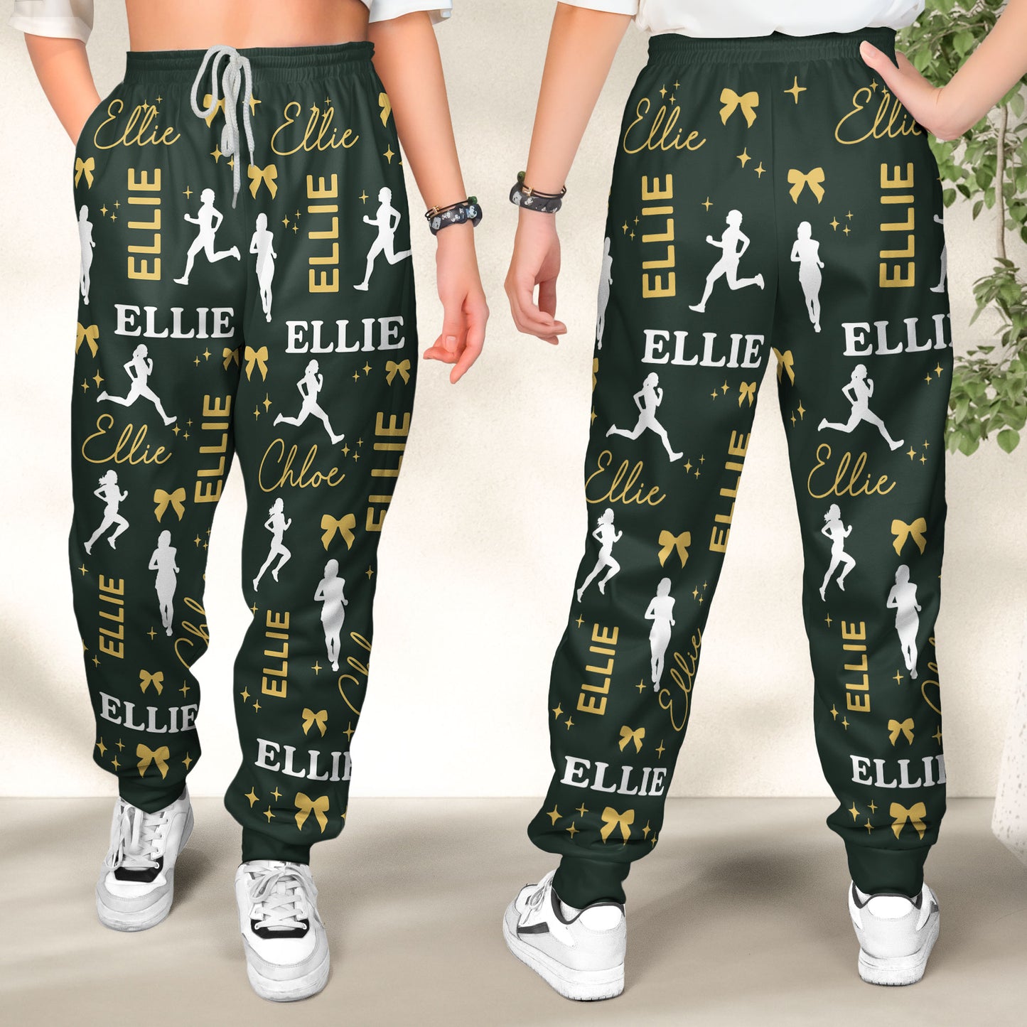 Running Girl Custom Name - Personalized Sweatpants