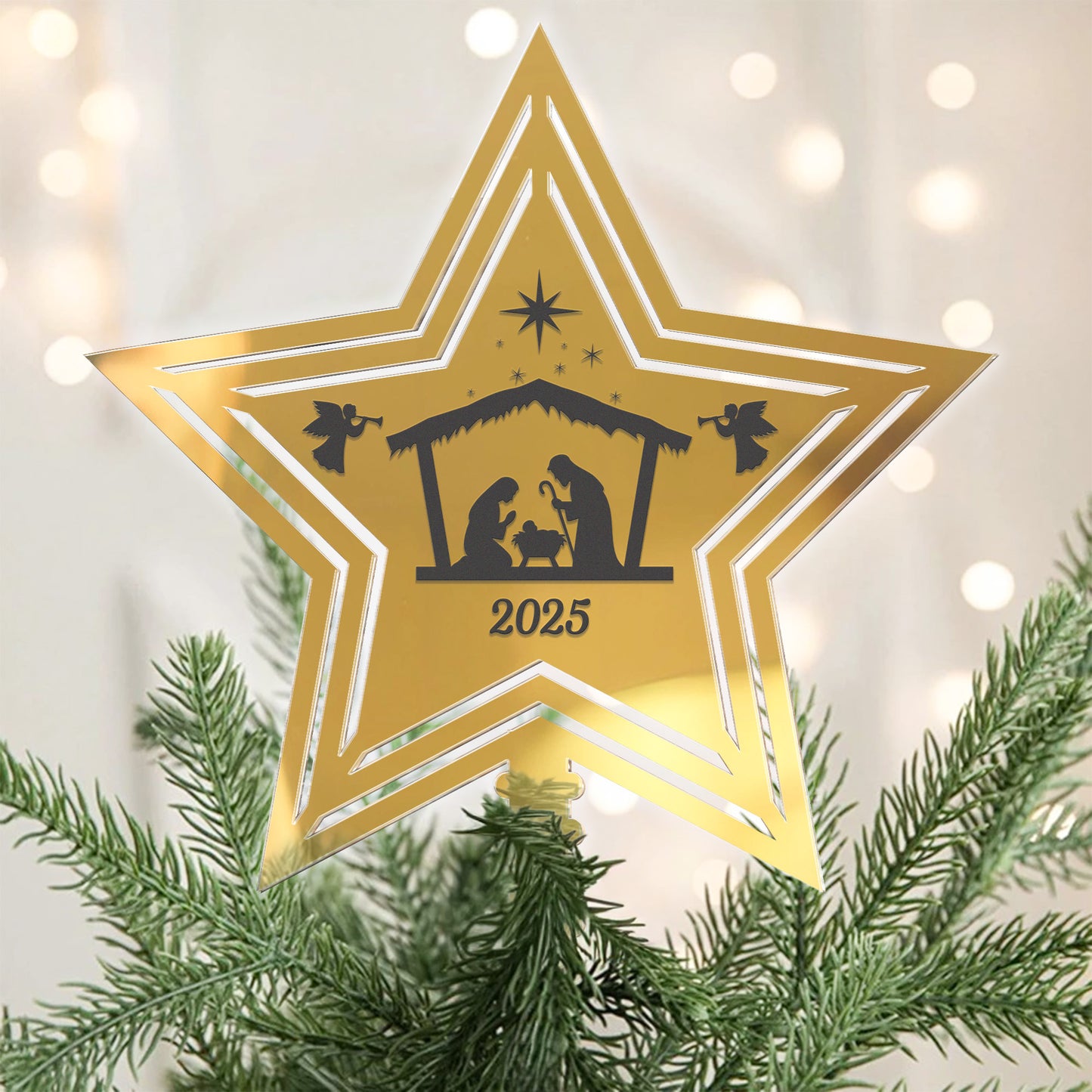 Rustic Nativity Scene Christmas - Christmas Tree Topper