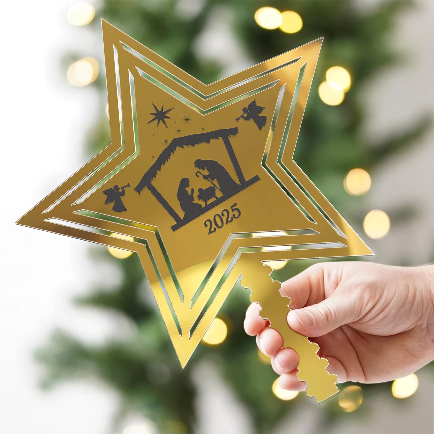 Rustic Nativity Scene Christmas - Christmas Tree Topper