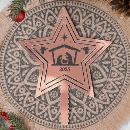 Rustic Nativity Scene Christmas - Christmas Tree Topper