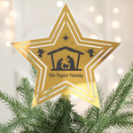 Rustic Nativity Scene With Cross-Shaped Christmas - Personalized Christmas Tree Topper