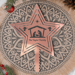 Rustic Nativity Scene With Cross-Shaped Christmas - Personalized Christmas Tree Topper