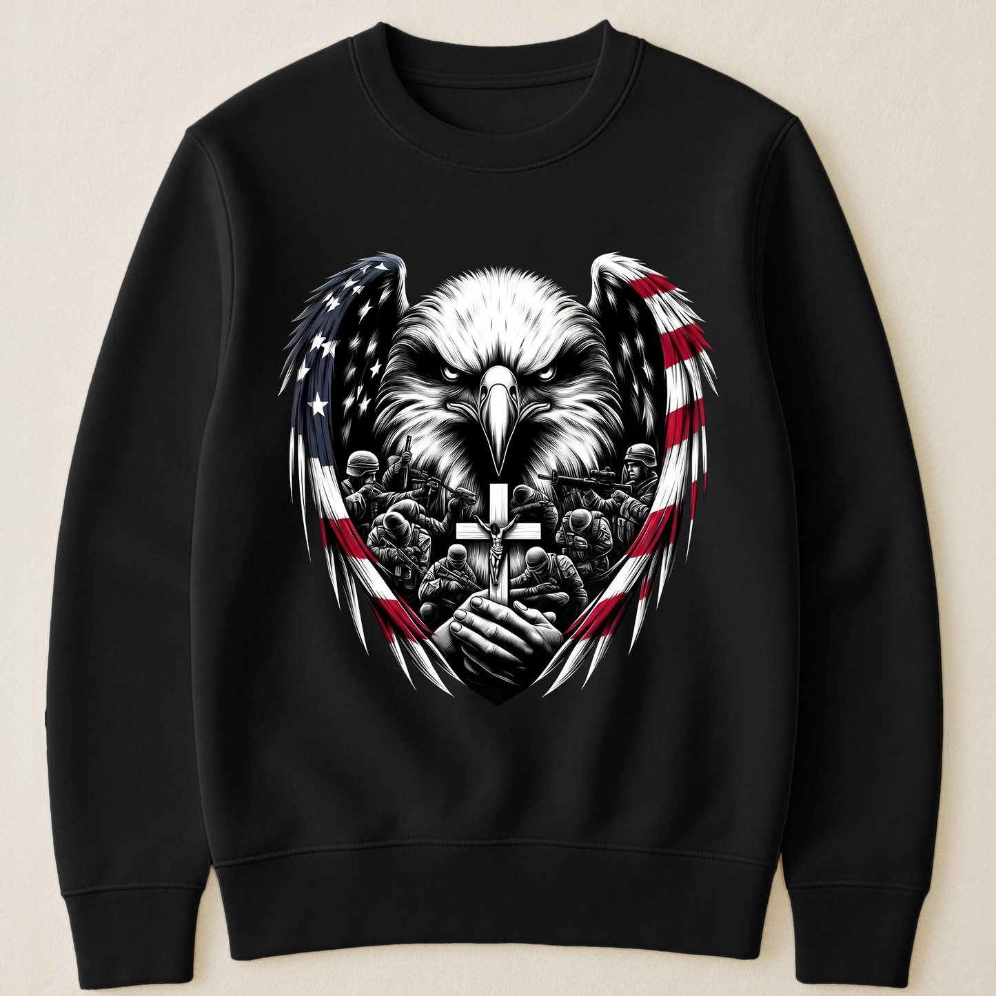 American Eagle Wings & Soldiers Praying Cross - Shirt
