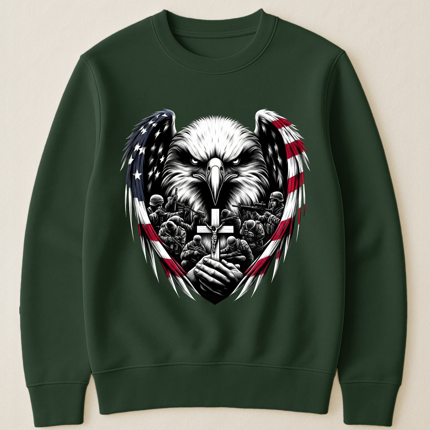 American Eagle Wings & Soldiers Praying Cross - Shirt