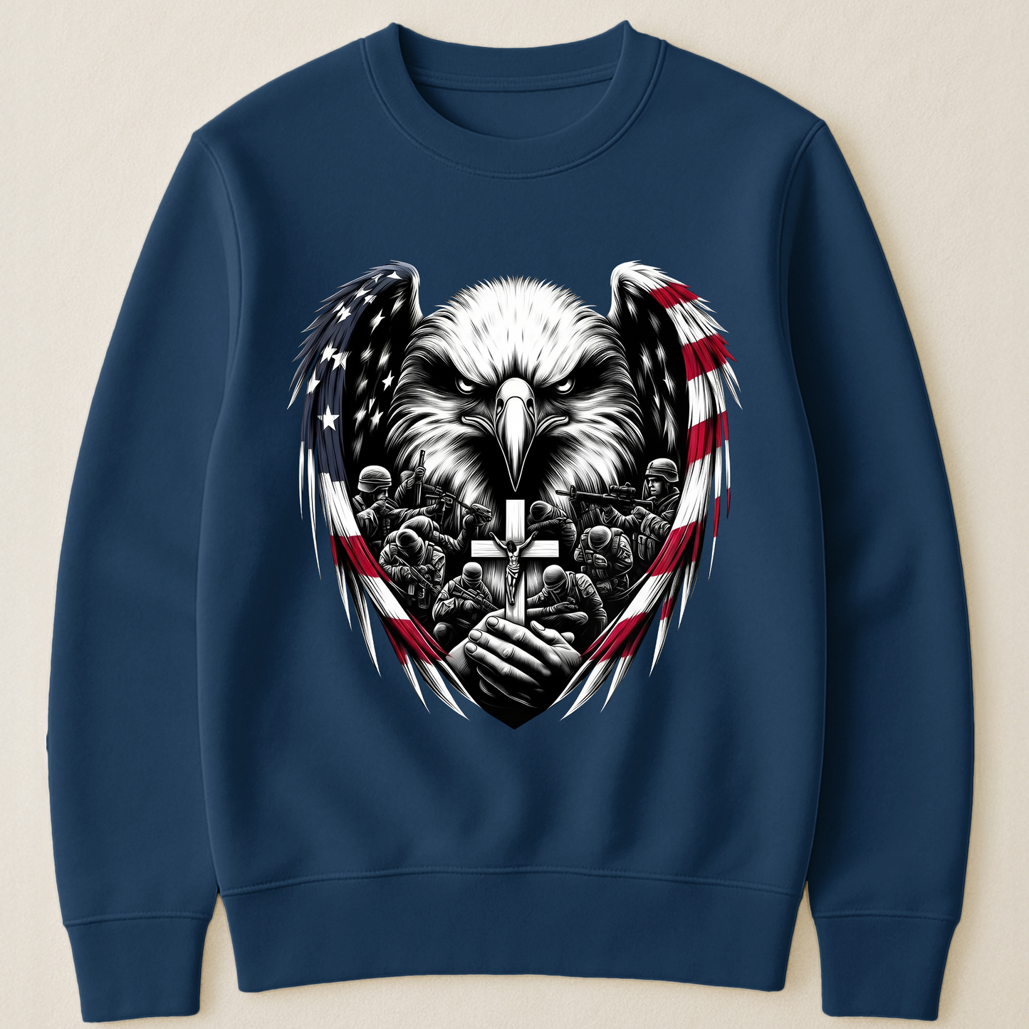 American Eagle Wings & Soldiers Praying Cross - Shirt