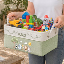 Safari-Jungle-Animals-Custom-Kid'S-Name-Personalized-Storage-Basket-2